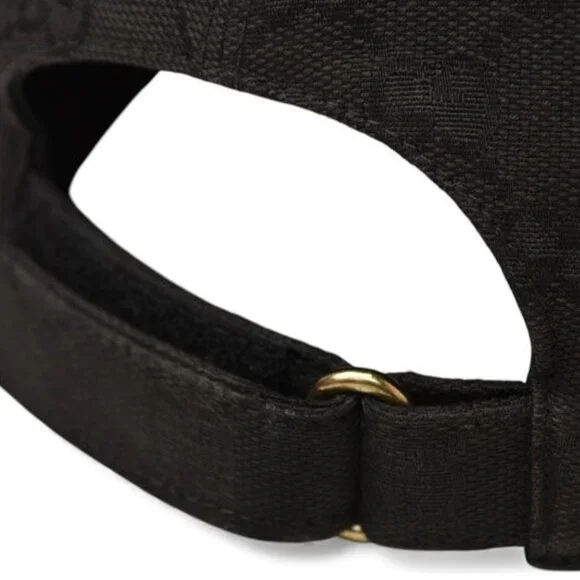 Gucci Baseball Cap Hat Gold Foil Embossed GG Black 4 Hg53 1060 Size